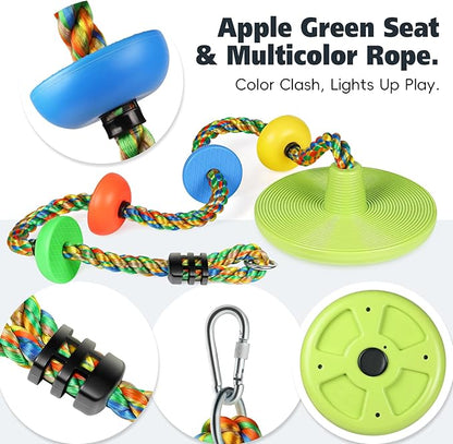 ZNCMRR Tree Swing Climbing Rope, Heavy Duty Swings Seat Replacement for Kids Disc Rope Climbing Swings Seat for Tree Indoor Outdoor Playground Swing Set Accessories(Leaf Green)