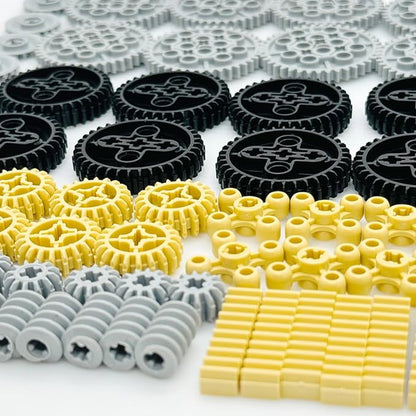 Technical Parts Wheels Gears Building Blocks Accessories Pieces kit Construction Toys Set for Kids 6yrs+ Compatible with Major Brands