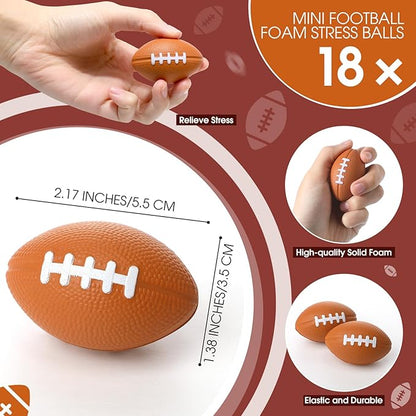 18 Sets Valentine's Day Football Gifts Mini Football Stress Balls Football Bracelets with Football Valentines Cards Football Team Gifts Party Favors for Valentine's Day Carnival Birthday