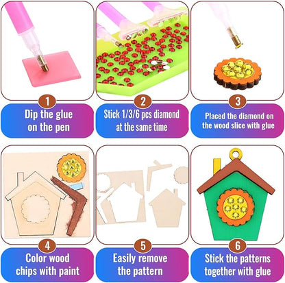 36 Pcs Wooden Magnets DIY Kit Wooden Art Craft Hanging Ornament Painting Craft Kit Gifts for Kids Boy Girl Easter Crafts Toys Basket Goodie Bag Stuffers