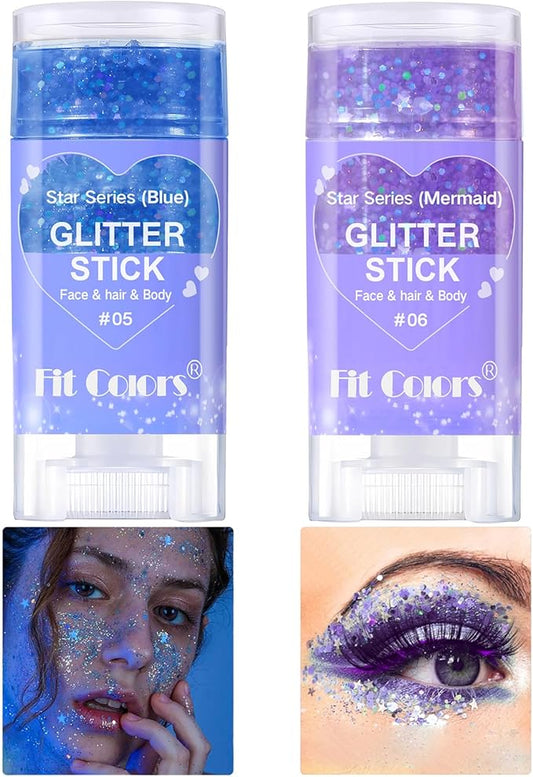Face Body Glitter Stick,Music Festival Accessories Outfits for Women,Hair Glitter Makeup,Mermaid Chunky Glitter Face Paint,Waterproof Sparkle Face Glitter for Country Concert