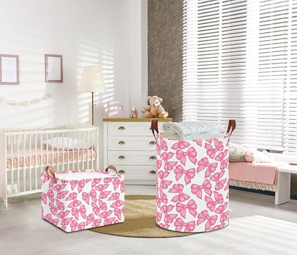 NTAOHAMPER Laundry Hamper,Laundry Basket,Baby Nursery Hamper,Waterproof Storage Bin,Clothes Organizer Basket,Room Decor(Big Bowknot)