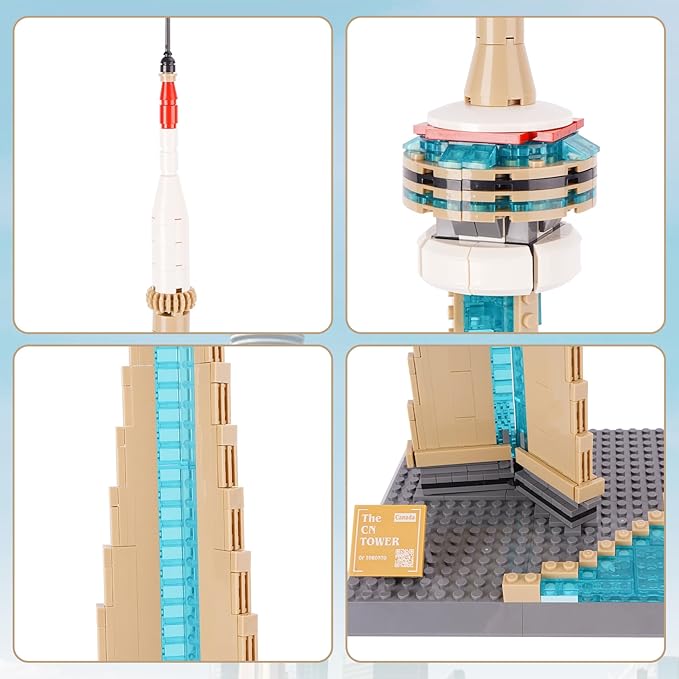Oichy CN Tower Building Blocks Set, 400 PCS Famous Architecture Model Building Kits, Collection CN Tower Model Building Blocks for Adults and Kids