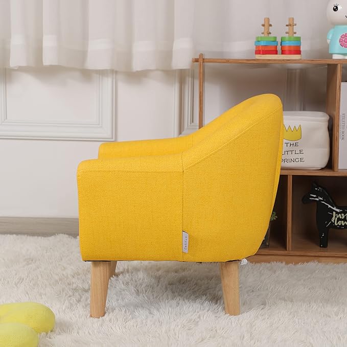 Getifun Single PVC Kids Sofa Chair, Toddler Sofa Couch with Wooden Legs, Children Armchair for Children Gift (Yellow)