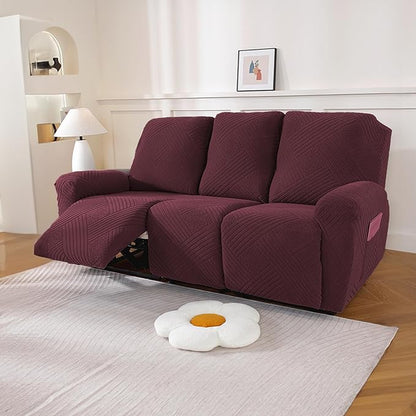 NORTHERN BROTHERS Recliner Sofa Covers 3 Seater - Reclining Sofa Covers Couch Covers for Reclining Couches Reclining Couch Covers, Wine Red