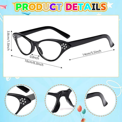 Kavoc 4Pcs Old Lady Costume Accessories Granny Grandma Dress up Eyeglasses Beaded Chain Faux Pearl Bead Necklace and Bracelet