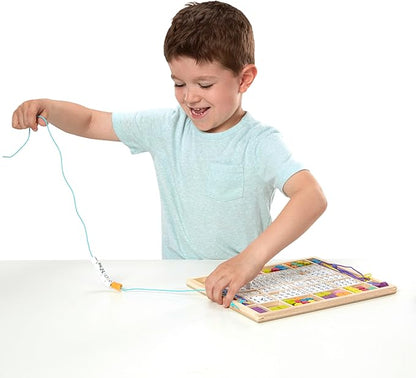 Melissa & Doug Created by Me! Alphabet Beads Deluxe Wooden Stringing Beads, 200+ Beads and 8 Laces for Jewelry-Making