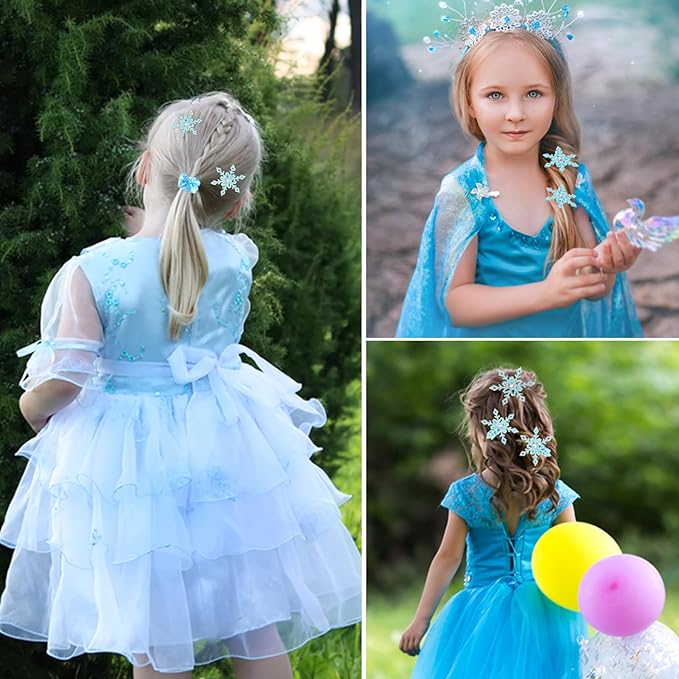 LiYiQ 122Pcs Winter Snow Themed Party Favors with Drinking Straws Slap Bracelets Stamps Stickers Hair Clip Hair Scrunchies Gift Bags for Kids Girls Snowflake Party Favors Baby Shower Party Supplies