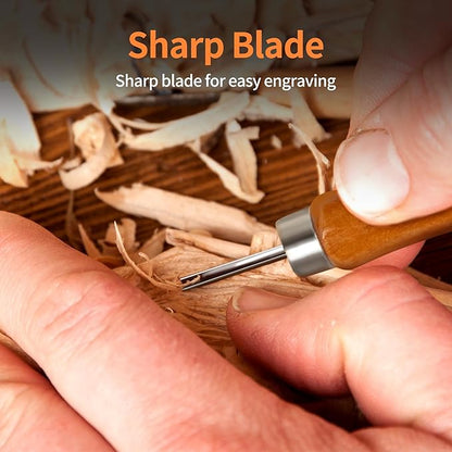 Wood Carving Tools Kit - Wood Carving Knife Set for Beginners, Professionals, Hobbyists, Artists, and Sculptors - Multipurpose Sculpting, Soap Carving, Pumpkin Carving(WOOD HANDLE)