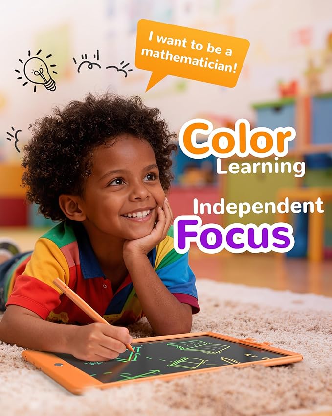 KOKODI LCD Writing Tablet, 10 Inch Colorful Doodle Board Drawing Tablet, Erasable Reusable Electronic Drawing Pads, Educational and Learning Toy for 3-6 Years Old Boy and Girls