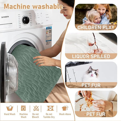 100% Waterproof Recliner Chair Covers for Reclining Chair, Small Recliner Covers That Stay in Place, Non-Slip Recliner Armchair Cover with Pockets for Kids, Pets, Dogs, Cat, Washable,Green,23I