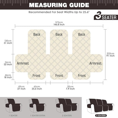 TAOCOCO Recliner Sofa Slipcover Couch Covers for 3 Cushion Couch, Pet Sofa Cover for 3 Seat Recliner Sofa, Washable Reclining Sofa Cover Furniture Protector with Elastic Straps(3 Seater, Chocolate)