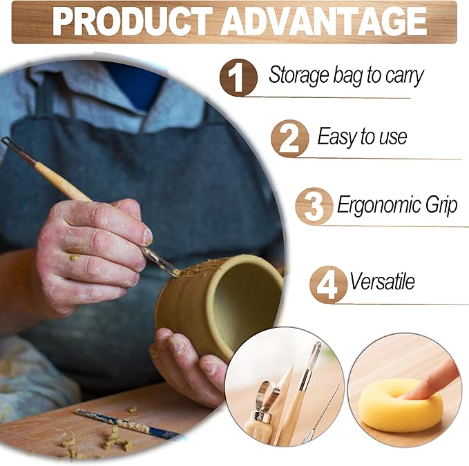 LINPHCEY 61Pcs Clay Sculpting Tools Set Perfect for Polymer Air Dry Modeling Clay Beginners & Professionals Ideal for DIY Pottery & Ceramics Tools for Clay Sculpey Sculpting & Crafting