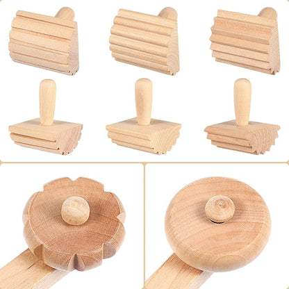 NUOBESTY Wooden Clay and Tools Kids Tool Set Wood Pottery Tools Stamps Molding Clay for Art DIY Crafts Wooden Clay Stamp Wooden Handle Pottery Tools