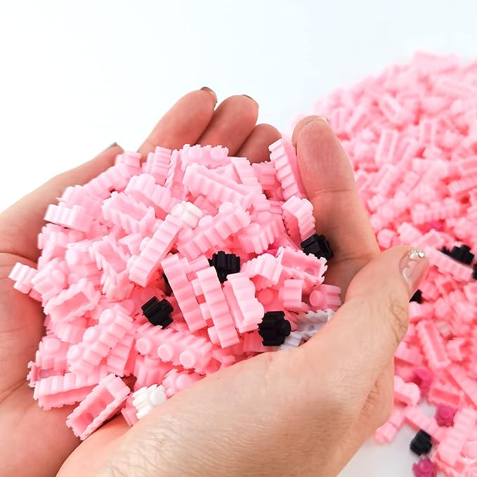 Building Bricks 2200+ Pieces Set - 3D Puzzles Classic Cartoon Characters Building Blocks - Micro Building Block for Boys Girls & Adults (PinkPro)