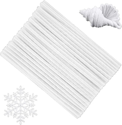 White Pipe Cleaners Craft,100pcs Craft Supplies Chenille Stems Arts & Crafts for DIY Valentines Day Decorations,Flowers Making Pipe Cleaners White Bulk Gifts for Her Room Decor,Art Supplies for Kids