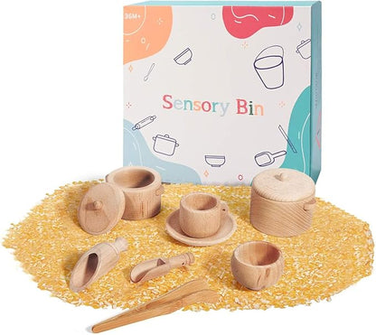 Sensory Bin Toys for Toddlers - Montessori & Waldorf Pretend Play Dish & Tongs - Fine Motor Learning Toys for Sensory Table Activities