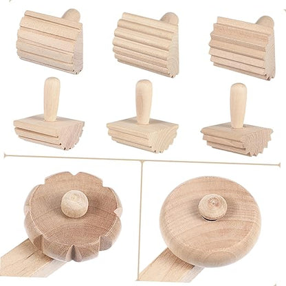Garneck 12Pcs Clay Sculpting Tools Set Wooden Plasticine Molding Tools with Rolling Pins Stamps Modeling Accessories for Kids DIY Pottery and Handcrafts