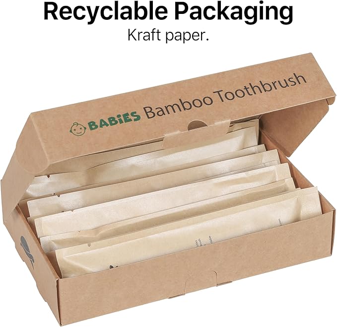 Sea Turtle Plant-Based Bristles, Ultra-Soft Bamboo Toothbrushes, Individually Sealed for Babies (10 Pack)