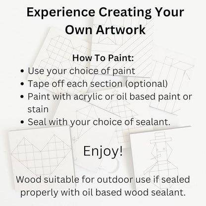 Floral Wooden Barn Quilt Kit Patterns DIY Craft Kits for Adults to Paint, Barn Quilts Sign Block Painting Kit for Party (21 inches, Large Flower) AVTRBoutique