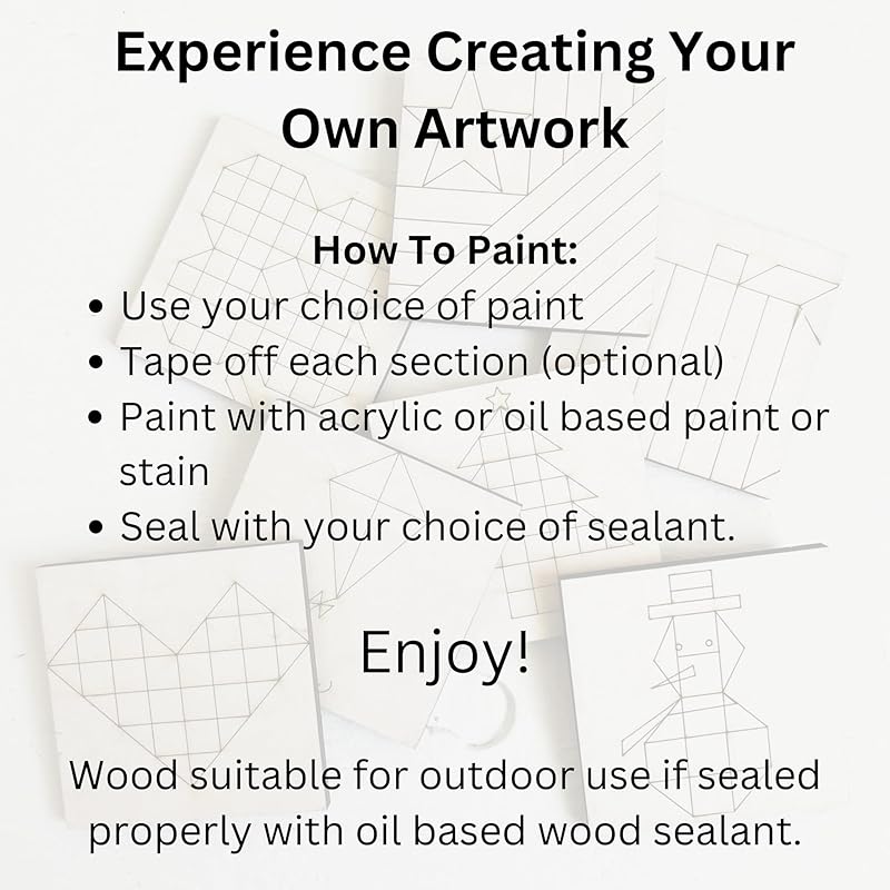 Fall Leaves Unfinished Barn Quilt Square Wooden Sign Paintable DIY Craft Kits for Adults, Country Decor Garden Quilts Blocks to Paint (21 inches, Bear Paw) AVTRBoutique