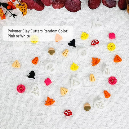 Xaekicr 10PCS Autumn Theme Polymer Clay Cutters Set – Fall Leaves, Pumpkin, Mushroom, Ginkgo – Clay Tools for Earrings, Jewelry, Crafts