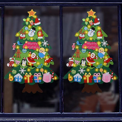 Felt Christmas Tree - 3.4 FT Christmas Decorations for Toddlers with 41 Pcs Ornaments,DIY Xmas Gifts for Door Wall Hanging Decorations.