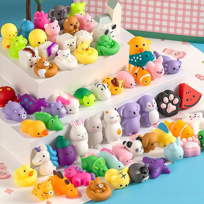 60 Pcs Mochi Squishies Toys for Kids, Kawaii Animal Stress Relief Toys, Mini Sensory Toys for Party Favors, Goodie Bag Fillers, Classroom Prizes, Birthday Gifts, Easter Egg Fillers, Boxed Set