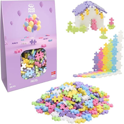 PLUS PLUS - Open Play Set - 300 Piece - Pastel Color Mix, Construction Building Stem Toy, Interlocking Mini Puzzle Blocks for Kids