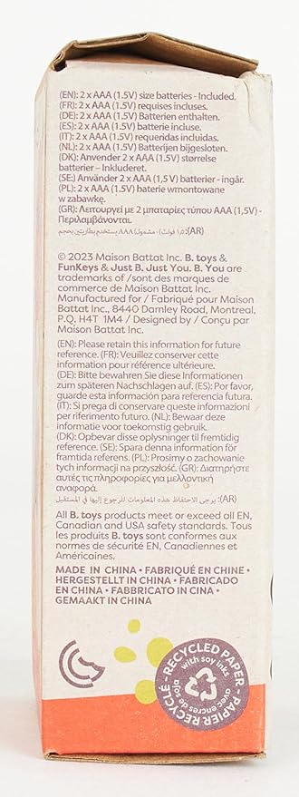 B. toys – Toy Car Keys – Key Fob with Lights & Sounds – Interactive Baby Toy – Pretend Keys for Babies, Toddlers – 10 Months + – FunKeys – Red