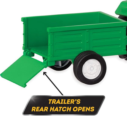 Driven by Battat – Micro 1:24 Scale – Tractor Toy – Farm Toy Vehicle with Detachable Trailer – Realistic Light & Sound – Gift Toy for Kids Age 3+