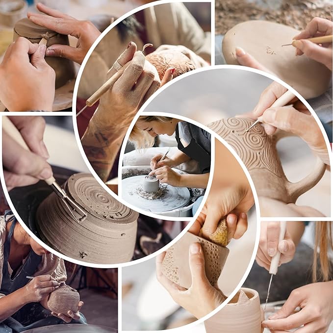 Pottery Clay Tools for Adults Sculpting, Yagugu 45Pcs Basic Wood Ceramics Carving Polymer Clay Tool Supplies kit Supplies for Kids and Artists Modeling Shaping Building for Art&Craft Gifts