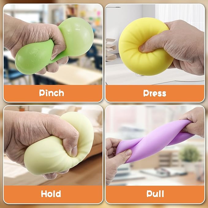 4PCS Dumpling Squishy, Colorful Dumpling Stress Balls Fidget Toys Adults, Squeeze Dough Ball Stress Relief Hand Toys, with Food Steamer Stretchy, for Classroom Prizes, Easter Basket Stuffers