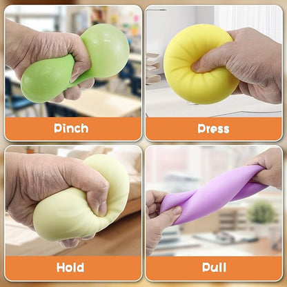 4PCS Dumpling Squishy, Colorful Dumpling Stress Balls Fidget Toys Adults, Squeeze Dough Ball Stress Relief Hand Toys, with Food Steamer Stretchy, for Classroom Prizes, Easter Basket Stuffers