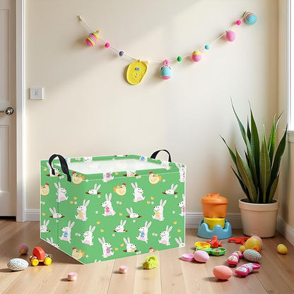 HIYAGON Rectangular Easter Basket for Kids Baby Easter Basket for Boys and Girls Cute Toy Storage Organizer Bin Box Room Decor(Cute Easter Basket)