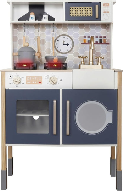 Toy Kitchen Playset for Kids, Electronic Play Stove with Light&Sounds, Pretend Play Cooking Toys Kitchen Set with Cookware Accessories,Toddlers Kitchens Toys Festival Gift for 3+ Year Old Boys Girls