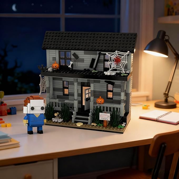 Horror Movie Figure & Haunted House Building Blocks Kits, Halloween Decor Compatible with Lego, Creative Toy & Collectible, Present for Adults and Fans