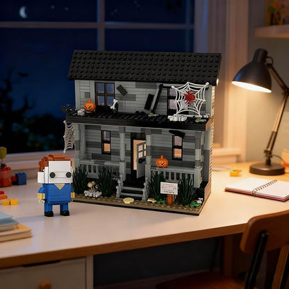 Horror Movie Figure & Haunted House Building Blocks Kits, Halloween Decor Compatible with Lego, Creative Toy & Collectible, Present for Adults and Fans