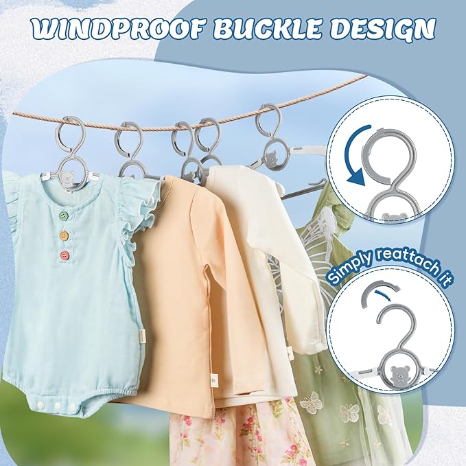 Baby Hangers 30 Pack Extendable Adjustable Kids Hangers - Stackable Kid Hangers,11-14 Inch Non-Slip Plastic Toddler Hangers for Baby Kids Children,Grey Bear Kids Clothes Hangers for Closet