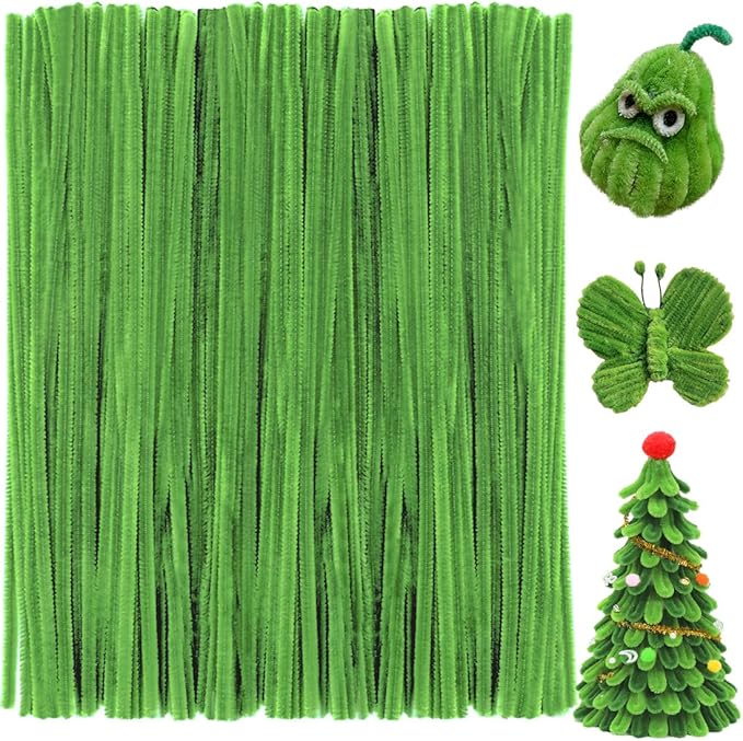 Praisebank Army Green Pipe Cleaners for Crafts (200pcs), Chenille Stems for DIY Projecets, Arts & Crafts Supplies for Festival Party Decorations