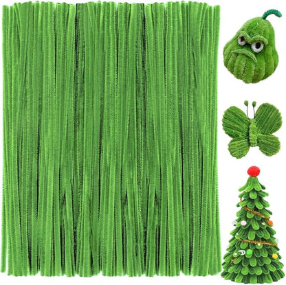 Praisebank Army Green Pipe Cleaners for Crafts (200pcs), Chenille Stems for DIY Projecets, Arts & Crafts Supplies for Festival Party Decorations