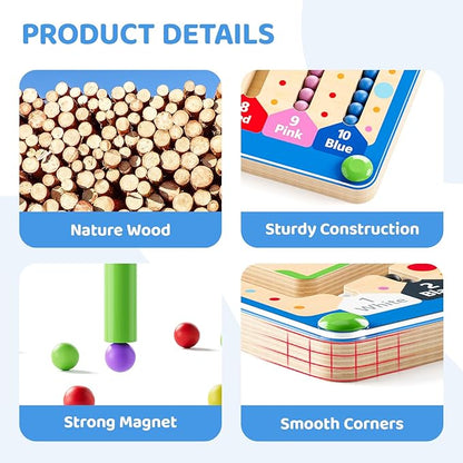 Magnetic Color and Number Maze, Montessori Toys, Toddler & Kids Games Designed for Preschool Learning Activities, Enhancing Fine Motor Skills & Cognitive Growth, 3+ Year Old Birthday Gift