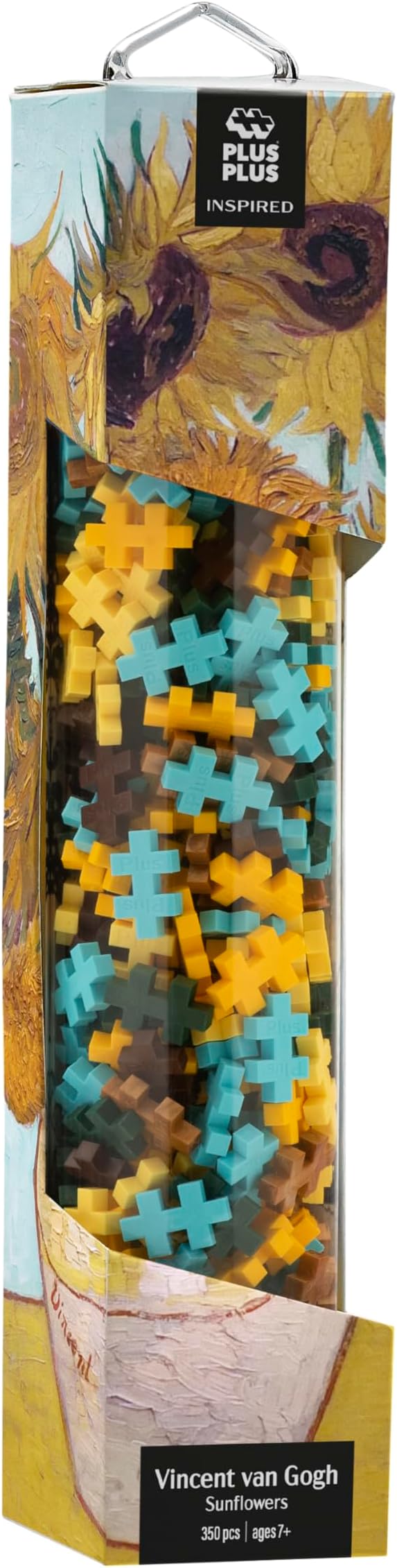 Plus Plus Art History Building Set, 3D Painting Kit & Craft Supplies for Kids, 350 Mini Interlocking Open Ended Pieces - Van Gogh, Sunflowers