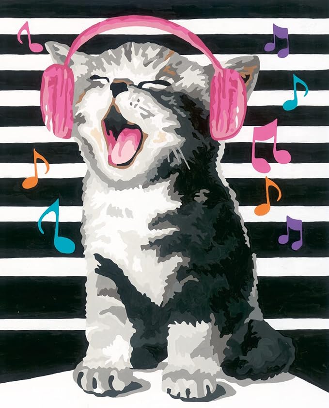Ravensburger Singing Kitten Paint by Numbers Kit for Children - Painting Arts and Crafts for Kids Age 12 Years Up