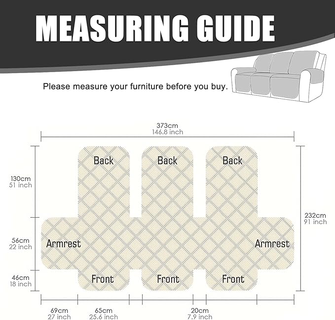 Waterproof Recliner Sofa Cover for 3 Cushion Couch,Nonslip Recliner Sofa Slipcover with Elastic Band,Furniture Protector Sofa Cover for Living Room,Bedroom(3 Cushion Sofa,Dark Gray)