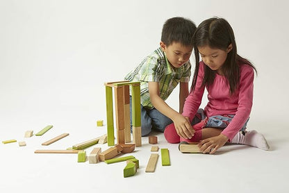 130 Piece Tegu Classroom Magnetic Wooden Block Set, Jungle