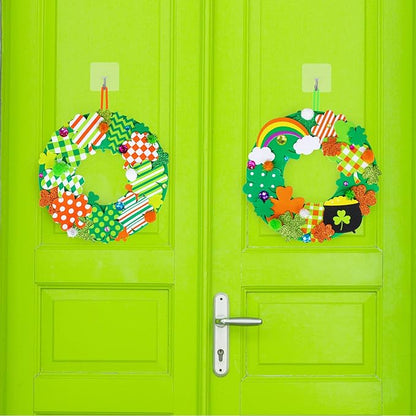 12 Sets St. Patrick's Day Shamrock Wreath Sign Decorations Foam St. Patrick's Day Craft Kits Lucky Shamrock Four-Leaf Clover Rainbow Foam Stickers for Kids Party Favors Classroom Activity Art Project