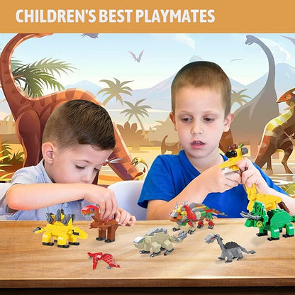Mini Building Block Sets, 12PCS Dinosaur Toys Building Blocks, 6 in 1 STEM Toys Eggs Building Sets, Party Favors for Kids Goodie Bags Prizes/Birthday Gifts