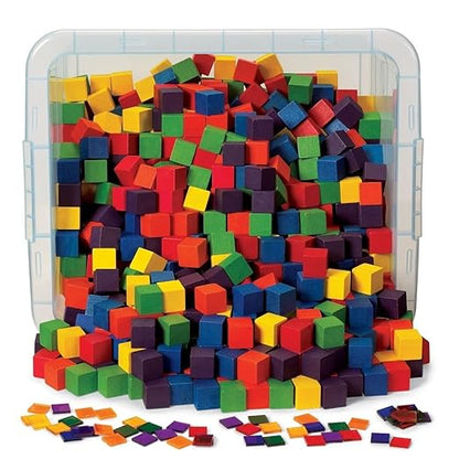 hand2mind Wood Blocks, Teacher Counting Blocks for Math, Classroom Manipulatives for Elementary, Math Cube Manipulatives, Counting Cubes for Kids Math, Color Counters for Classroom (Pack of 1000)