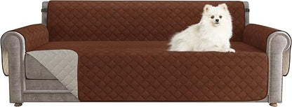 CHUN YI Oversized Couch Cover, Water Resistant Sofa Cover Slipcover for 4 Cushion Sofa, Washable with Adjustable Strap Storage Pocket for Living Room Dog Pet (Oversized Sofa, Chocolate)